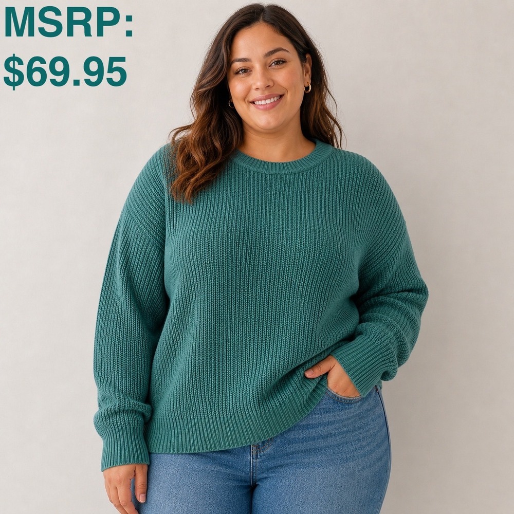GAP Ribbed Knit Sweater Size Large 100% Cotton Pullover Crewneck Coastal Granola